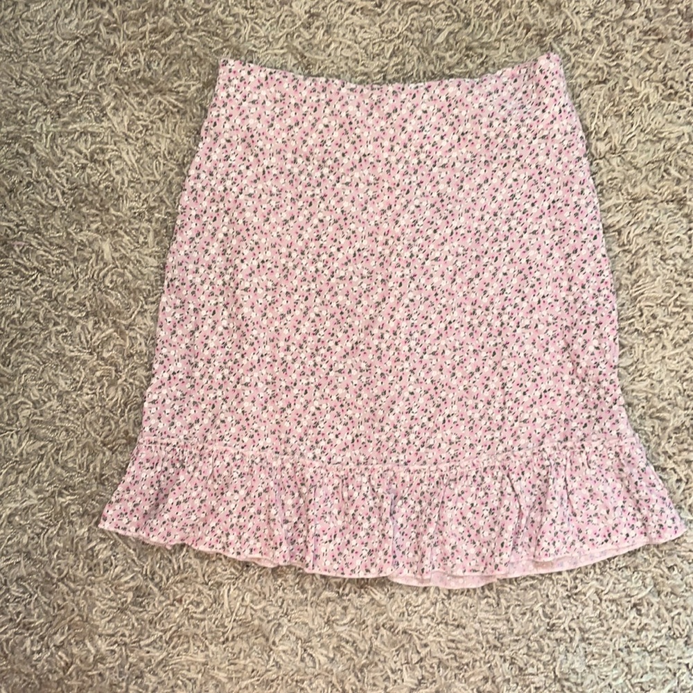 Pink Floral Brandy Melville Mini Skirt
